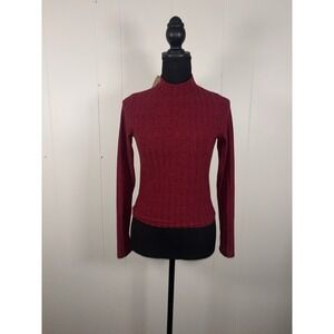 NWT Olivia Rae Top – Women's M Fitted Cropped - Red‎ Long Sleeve Ribbed